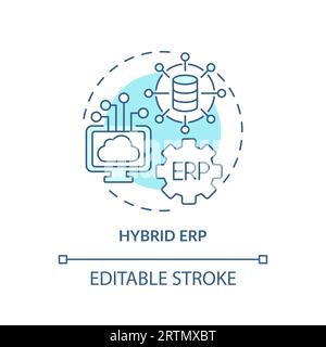 2D customizable hybrid ERP blue icon concept Stock Vector