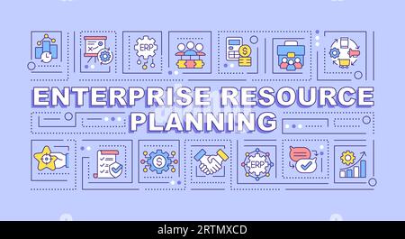 Enterprise resource planning text with linear icons Stock Vector