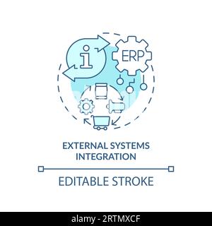 2D external systems integration blue icon concept Stock Vector