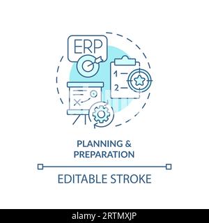 2D planning and preparation blue icon concept Stock Vector