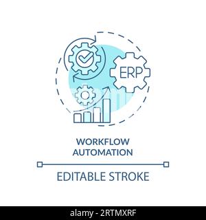 2D workflow automation blue icon concept Stock Vector