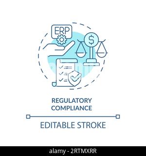 2D regulatory compliance blue icon concept Stock Vector