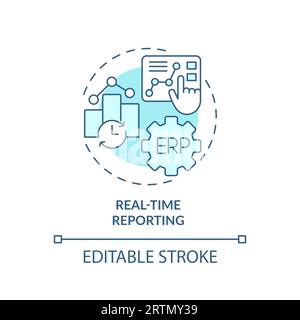 2D real-time reporting blue icon concept Stock Vector