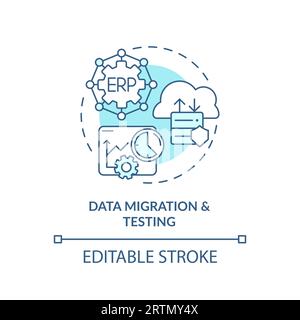 2D data migration and testing blue icon concept Stock Vector