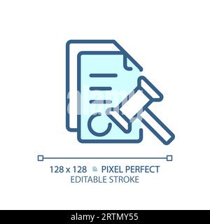 2D customizable legal notice thin linear blue icon Stock Vector