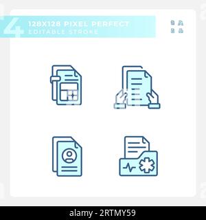 Editable pixel perfect document icons set Stock Vector