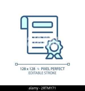 2D customizable certificate thin linear blue icon Stock Vector