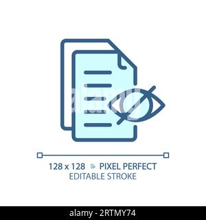 2D customizable confidential document thin linear blue icon Stock Vector