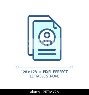 2D customizable resume thin linear blue icon Stock Vector