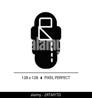 2D sleeping bag simple glyph style black icon Stock Vector