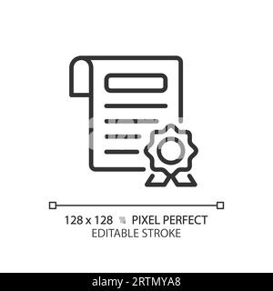 2D customizable certificate thin linear black icon Stock Vector