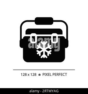 2D ice box simple glyph style black icon Stock Vector