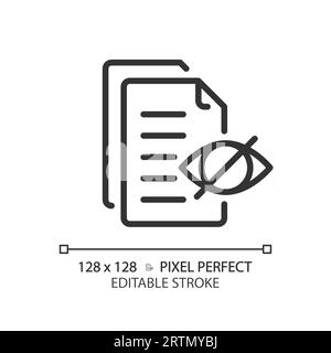 2D customizable confidential document thin line black icon Stock Vector