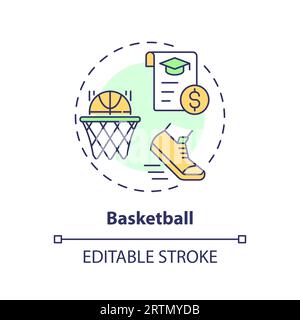 2D customizable basketball line icon concept Stock Vector