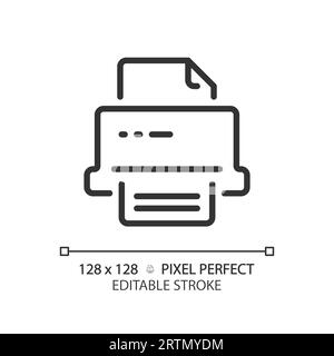 2D customizable printer thin linear black icon Stock Vector