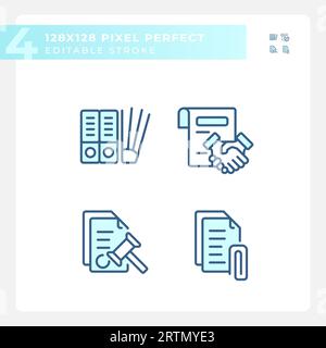 Editable pixel perfect blue document icons Stock Vector