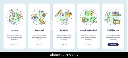 Walkthrough athletic scholarship with colorful icons concept Stock Vector