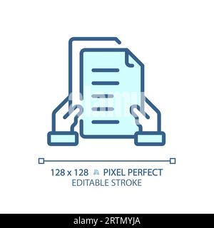 2D customizable proposal letter thin linear blue icon Stock Vector