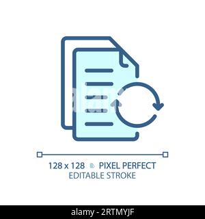 2D customizable document thin linear blue icon Stock Vector