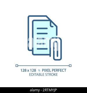 2D customizable attachment thin linear blue icon Stock Vector