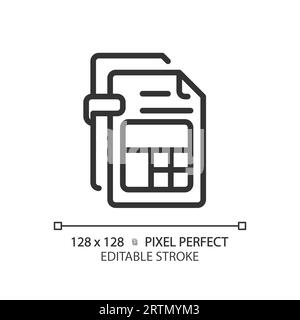 2D customizable income tax report thin linear black icon Stock Vector