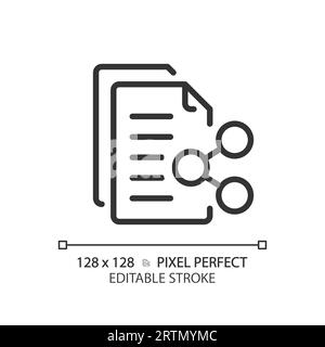 2D customizable document sharing thin line black icon Stock Vector