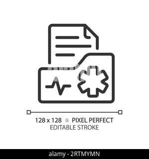 2D customizable medical record thin linear black icon Stock Vector