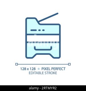 2D customizable copier thin linear blue icon Stock Vector