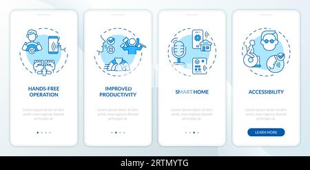 Walkthrough voice assistant with linear icons concept Stock Vector