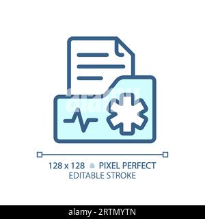 2D customizable medical record thin linear blue icon Stock Vector