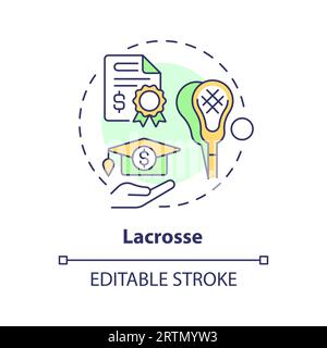 2D customizable lacrosse line icon concept Stock Vector