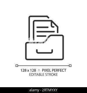 2D customizable folder thin linear black icon Stock Vector