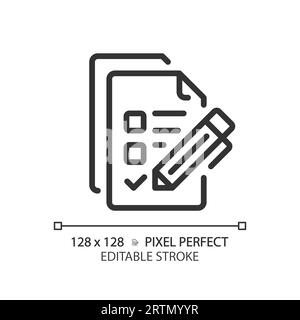 2D customizable checklist thin linear black icon Stock Vector
