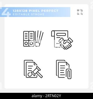 Editable pixel perfect black document icons Stock Vector