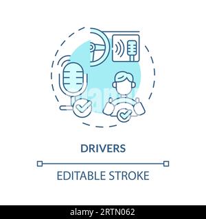 2D drivers thin line blue icon concept Stock Vector