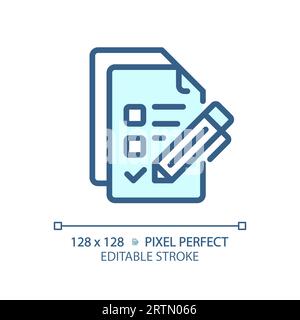 2D customizable checklist thin linear blue icon Stock Vector