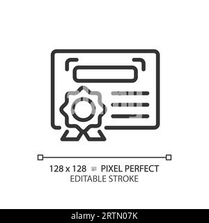 2D customizable diploma thin linear black icon Stock Vector