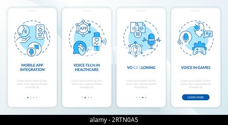 Walkthrough voice assistant with blue line icons concept Stock Vector