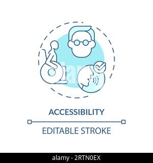 2D accessibility thin line blue icon concept Stock Vector