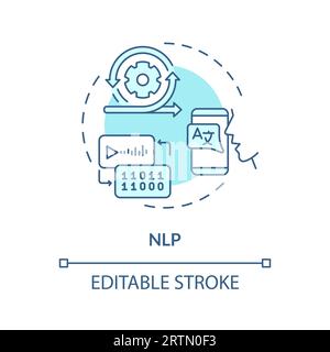 2D NLP thin line blue icon concept Stock Vector