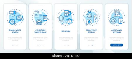 Walkthrough voice assistant with blue icons concept Stock Vector