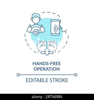 2D hands-free operation thin line blue icon concept Stock Vector