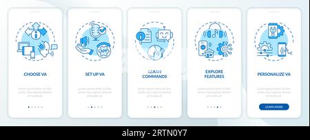 Walkthrough voice assistant with thin linear icons concept Stock Vector