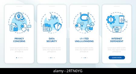 Walkthrough voice assistant with blue icons concept Stock Vector