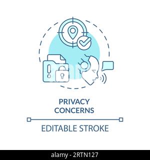2D privacy concerns thin line blue icon concept Stock Vector
