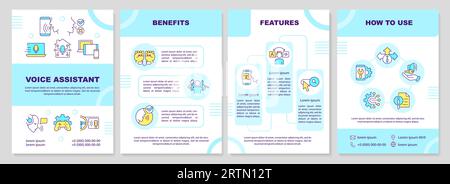 Brochure with voice assistant thin line icons Stock Vector