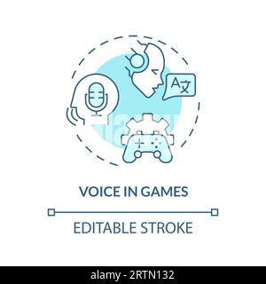 2D voice in games thin line blue icon concept Stock Vector