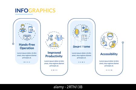 2D multicolor voice assistant layout with linear icons Stock Vector