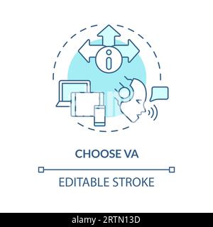 2D choose VA thin line blue icon concept Stock Vector