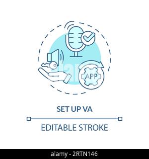2D set up VA thin line blue icon concept Stock Vector